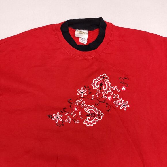 Pleasant Shade Casual Long Sleeve Pullover Sweatshirt Womens Size Large L Red - Picture 1 of 11